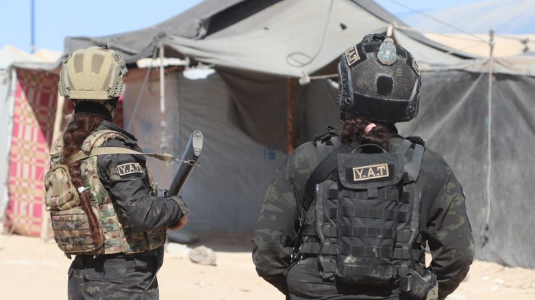 Female security members participated in a security campaign in al-Hol camp in September (Photo: Coordination & Military Ops Center - SDF).